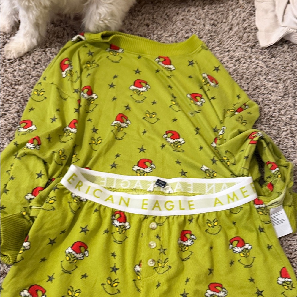 American Eagle Outfitters Lime Green Grinch Print women’s Pajama Set